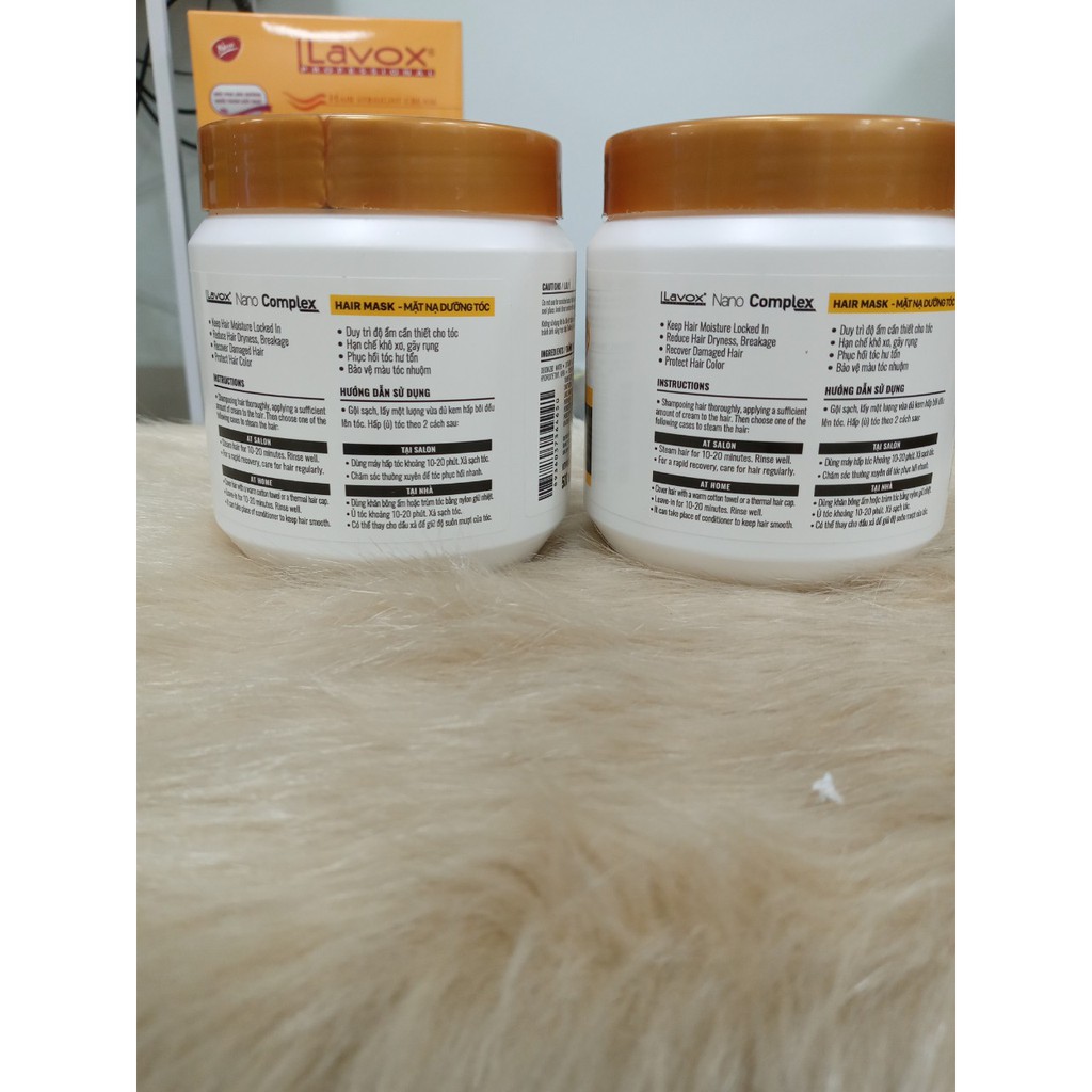 Mặt nạ hấp dầu dưỡng ủ tóc LAVOX NANO COMPLEX 500ml 🍔 FREESHIP 🍔 bảo vệ tóc nhuộm , phục hồi hư tổn (Nắp Vàng)