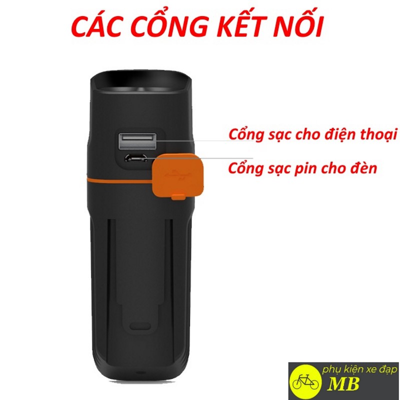 đèn xe đạp siêu sáng sạc usb chống nước 3 mắt led cao cấp tích hợp sạc dự phòng độ sáng 1000lumen