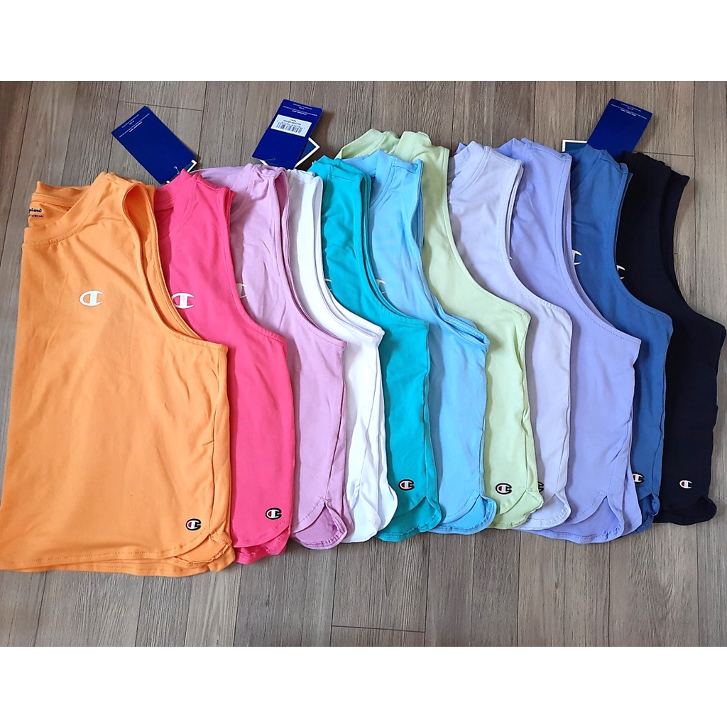 Áo Thun Sát Nách Croptop Logo CHAM.PION Bảng Màu Đẹp Form Rộng Thoải Mái Hot Hit 2022- Hàng VNXK