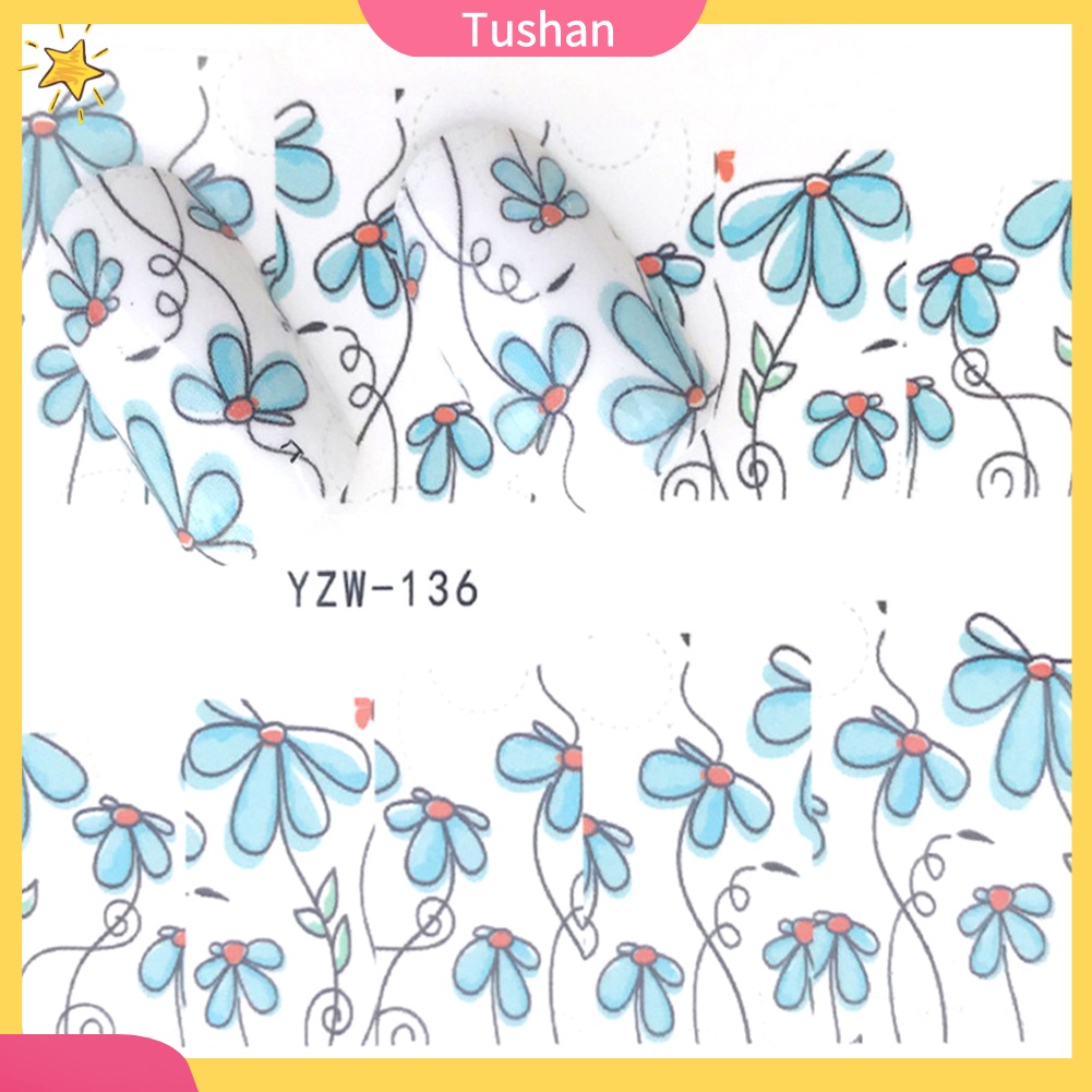 Miếng dán móng tự dính in hình hoa DIY