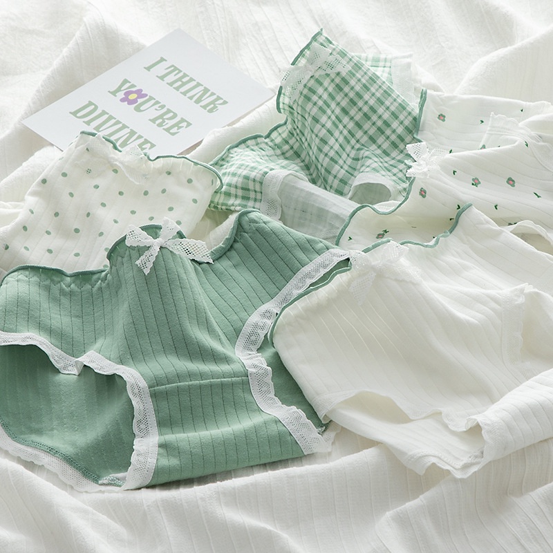 Quần lót cotton nữ gân tăm hoạ tiết hoa nhí Blua 312