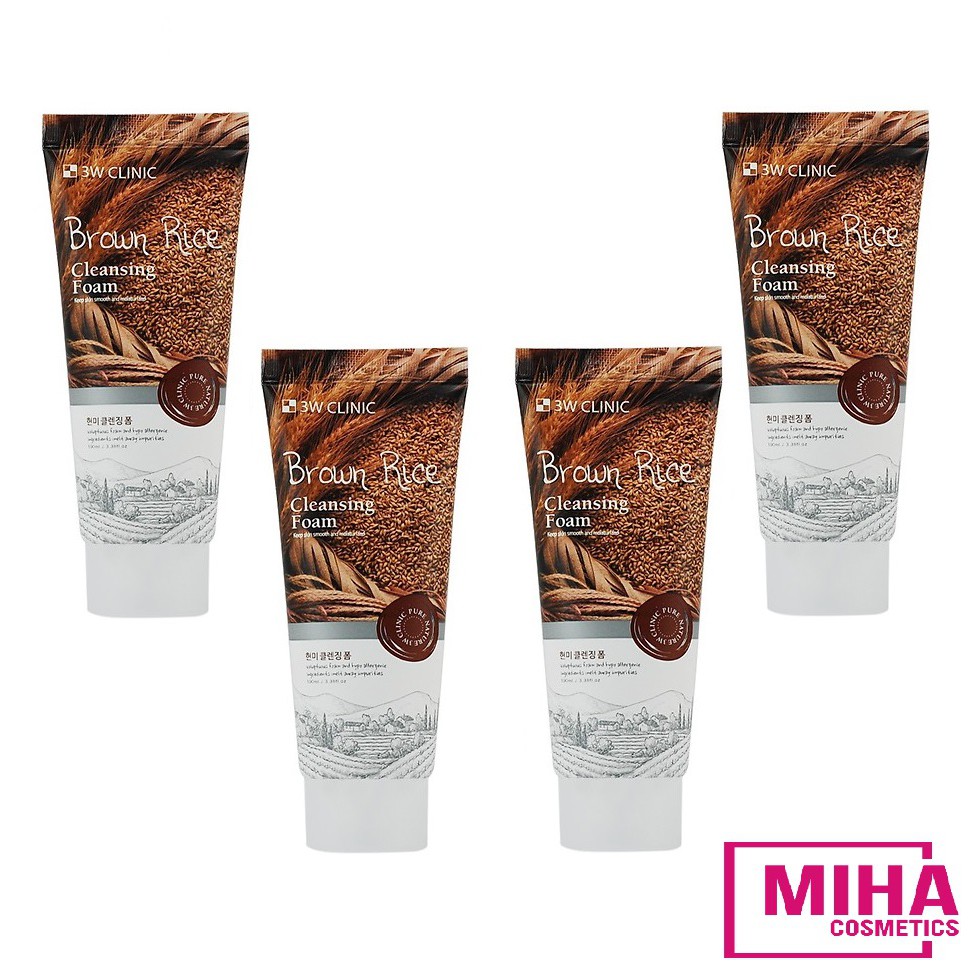 COMBO 4 Tuýp Sữa Rửa Mặt Gạo Nâu 3W CLINIC 100ml Hàn Quốc