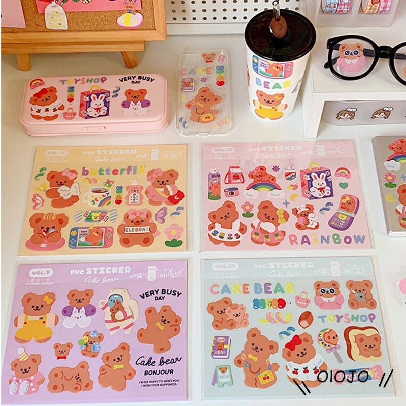 Sticker Dán Trang Trí Sổ Tay Hình Gấu Hoạt Hình Xinh Xắn