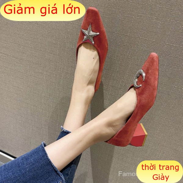 Giày Cao Gót 3.5cm Mũi Vuông Phong Cách Hàn Quốc Cho Nữ