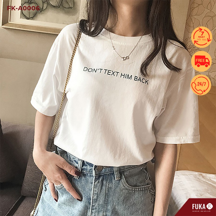 Áo thun nữ FUKA - Áo phông nữ trắng chất cotton mát mịn cổ tròn siêu xinh