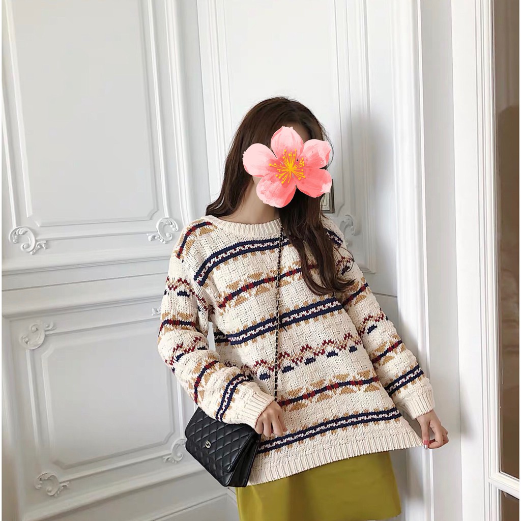 [Ảnh Thật] Áo Len Đôi Kẻ Diềm áo len couple | BigBuy360 - bigbuy360.vn