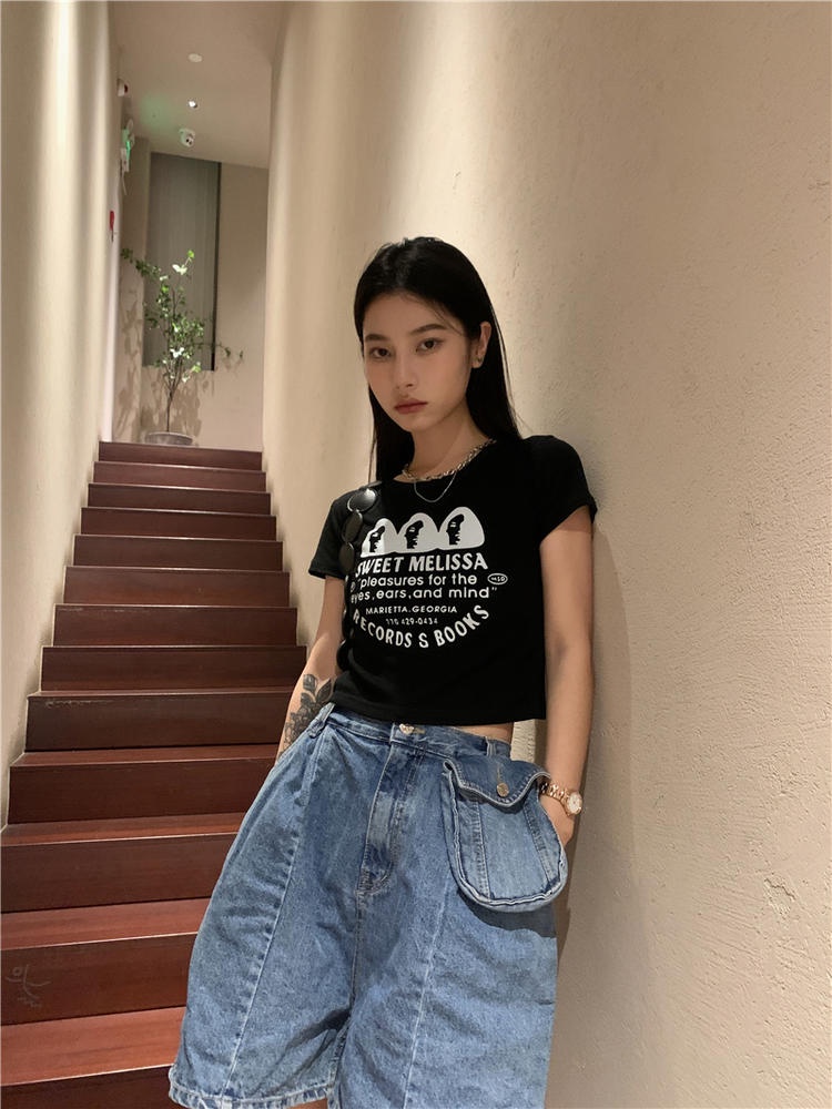 Áo Thun Lửng Tay Ngắn Thời Trang Dành Cho Nữ 50785