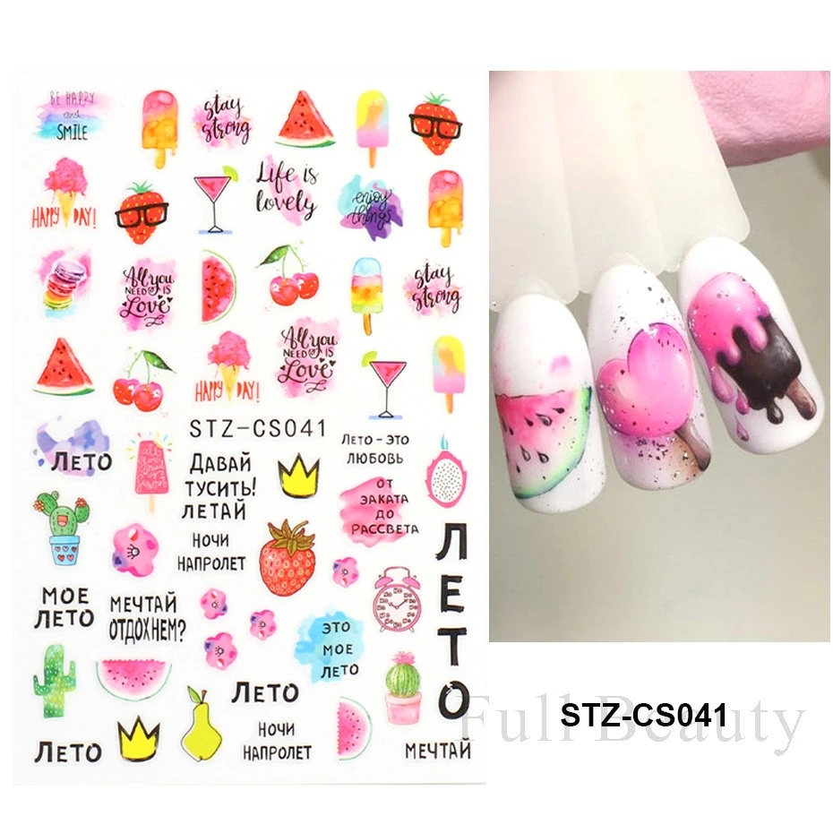 Miếng Dán Trang Trí Móng Tay Hình Trái Cây 3D Xinh Xắn