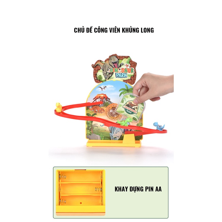 bộ đồ chơi cầu trượt công viên khủng long dành cho bé nhạc nhẹ nhiều màu sắc