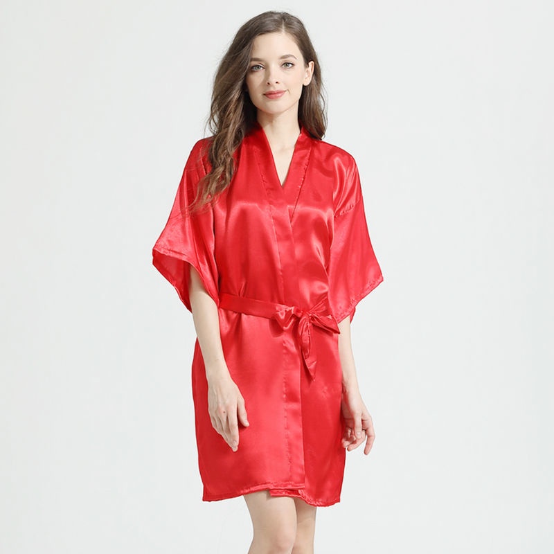 Áo choàng ngủ kiểu kimono bằng lụa thời trang xuân thu gợi cảm cho nữ | BigBuy360 - bigbuy360.vn