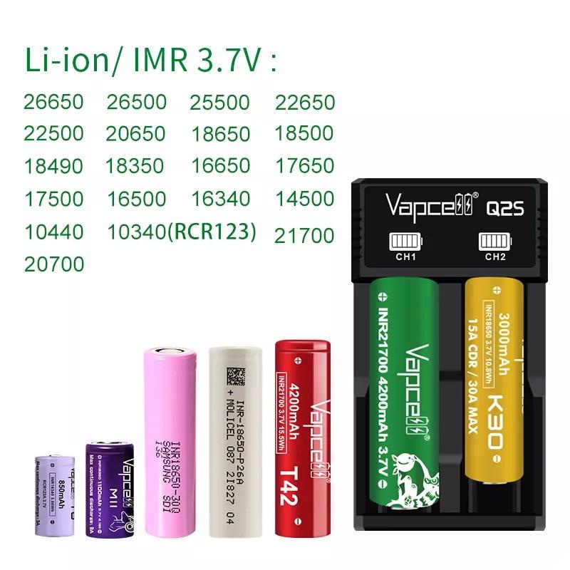 Sạc pin Vapcell S4 Plus V2 4 khay pin sạc nhanh 12A  | U2 2 slot pin | Q2S 2 slot pin