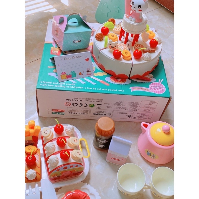 Bộ đồ chơi cắt bánh sinh nhật cho bé - 85 chi tiết có đèn và nhạc vui nhộn