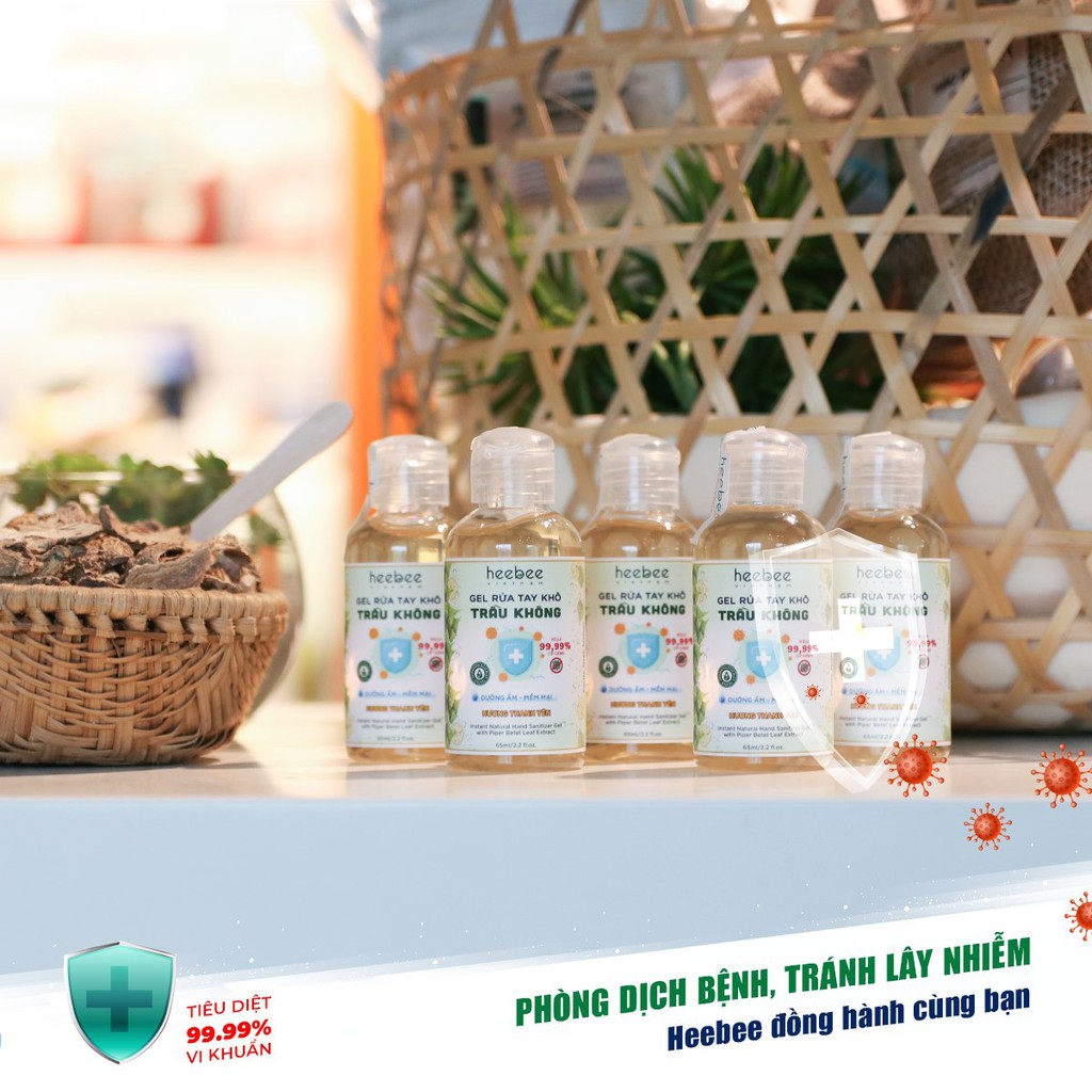 Gel rửa tay khô Trầu Không Heebee dưỡng ẩm, không khô da diệt sạch khuẩn đến 99.9% Hand Sanitizer Gel 65ml-300ml | BigBuy360 - bigbuy360.vn
