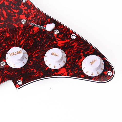 Electric Guitar Pickguard Loaded Prewired Pickups 11 Hole 3 Single-coil Red