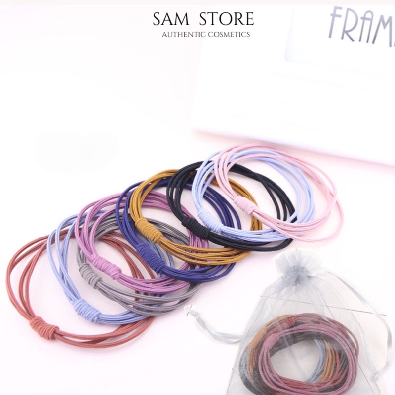 Dây buộc tóc, dây chun 4 sợi siêu dai nhiều màu, tiết kiệm cho các nàng tha hồ tạo kiểu tóc mỗi ngày