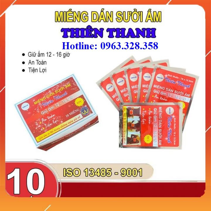 Miếng dán dữ nhiệt , miếng dán sưởi ấm, hộp 10 miếng việt nam - thiên thanh