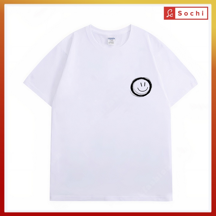 Áo phông nam tay ngắn cổ tròn,áo thun nam cộc tay thoáng mát thời trang in hình mặt cười CZ622