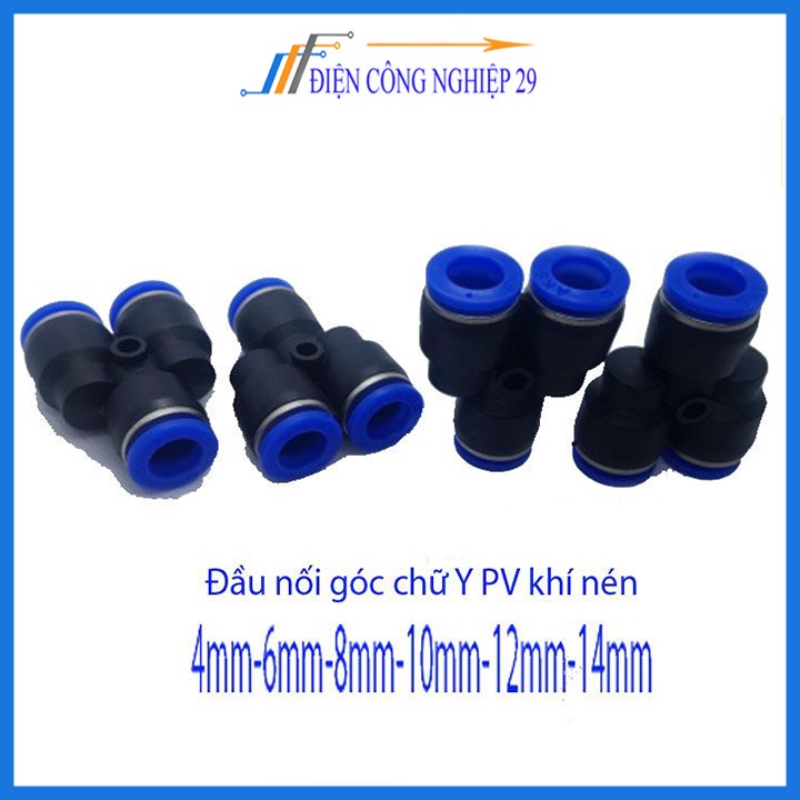 Đầu nối Y ống hơi khí nén phun sương, đầu cắm dây hơi khí nén, cút cắm nhanh dây hơi pu khí nén