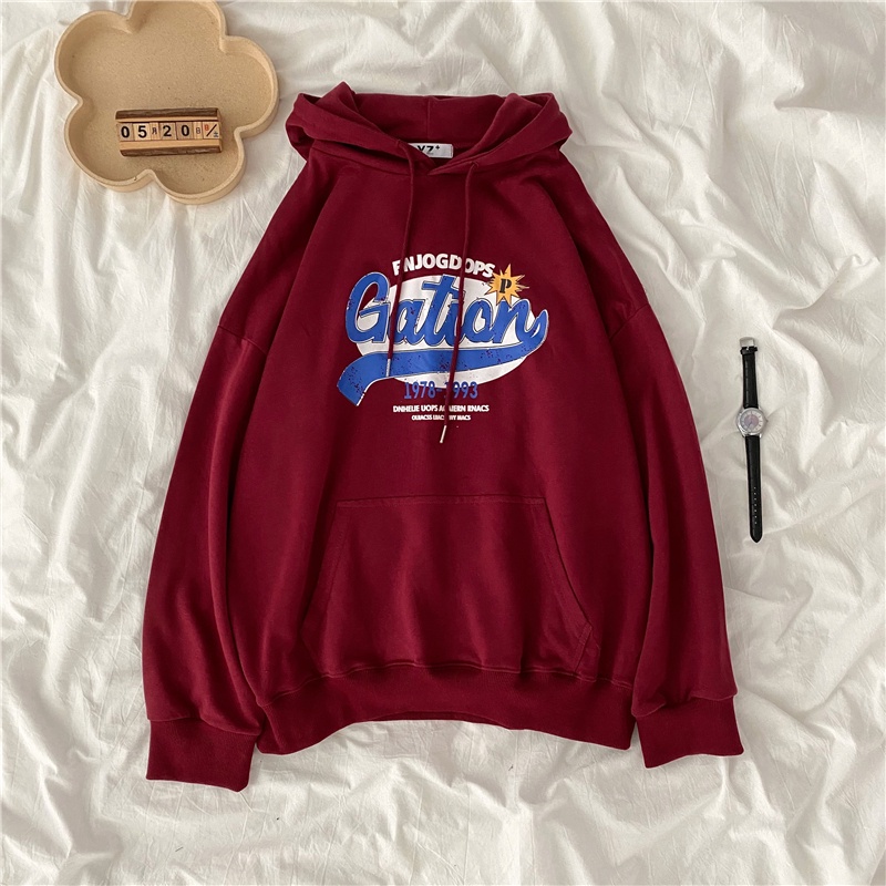 SUXI Áo Hoodie Nữ Dáng Rộng In Chữ Phong Cách Hàn Quốc Mới