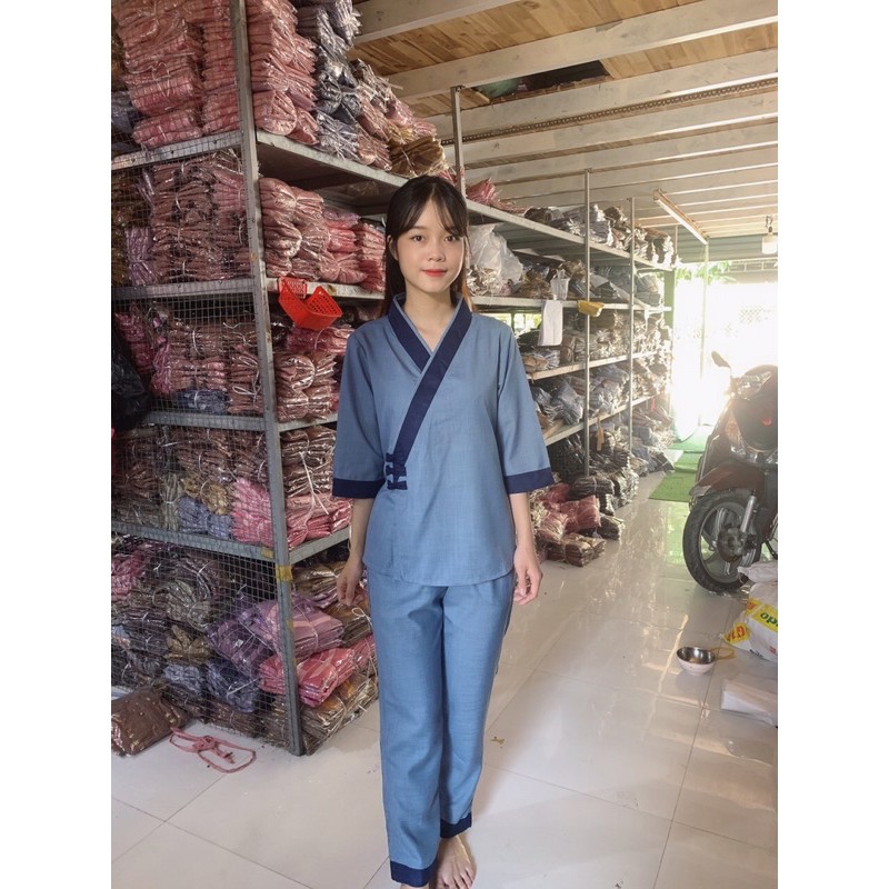 ĐỒ LAM ĐI CHÙA  XÉO CÀI 3 NÚT VẢI LINEN GIÁ RẺ VÔ ĐỊCH