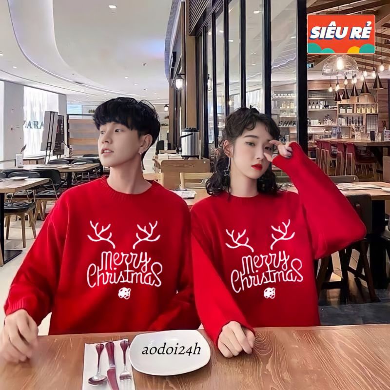 Áo Sweater Noel, Áo Nỉ Unisex Form Siêu Rộng Cổ Tim ( Ảnh Thật + Video )