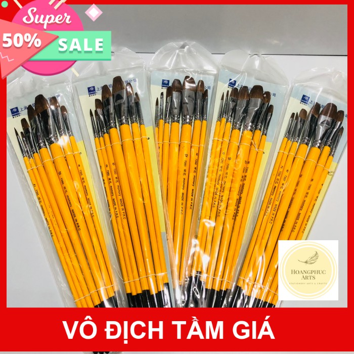 Bút lông cán vàng lông chồn nâu MEMORY - bút lông chuyên dụng dành màu acrylic