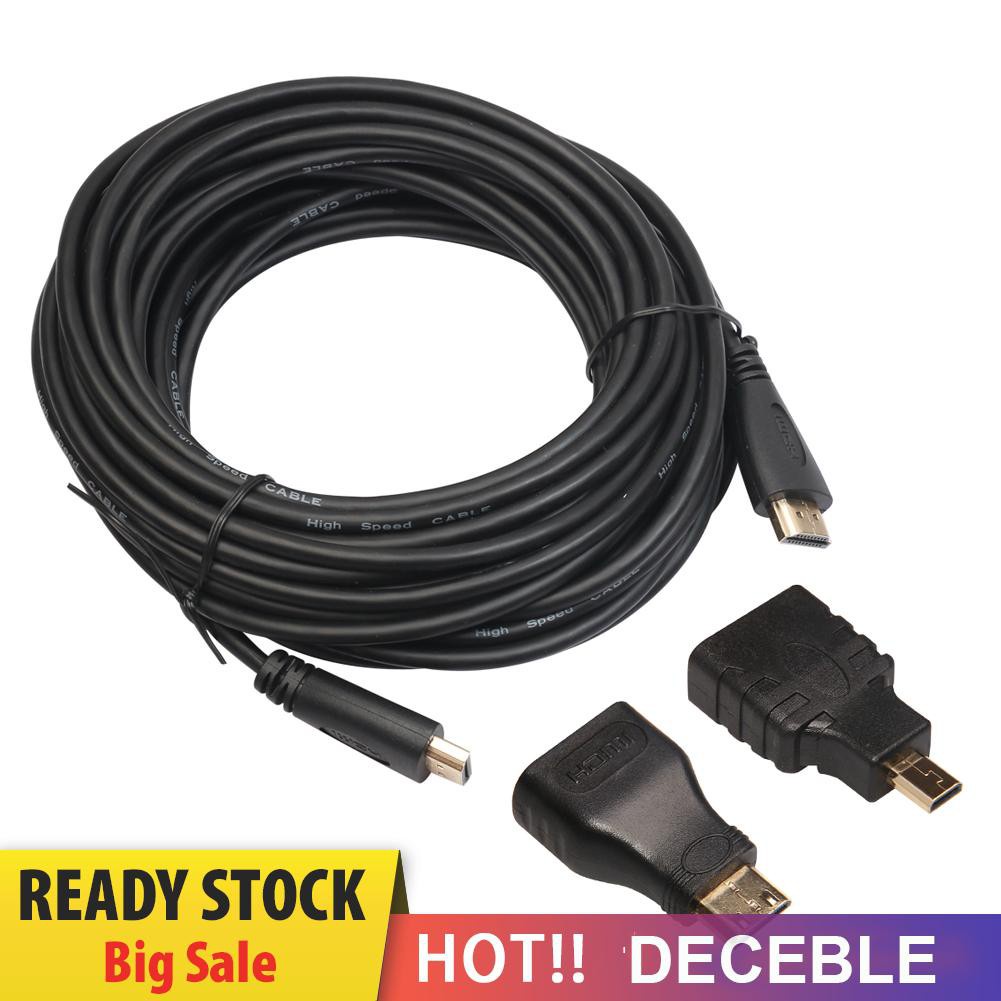 Deceble High Speed HDMI-compatible to HDMI-compatible Male Cable + Micro HDMI-compatible Adaptor+ Mini HDMI-compatible