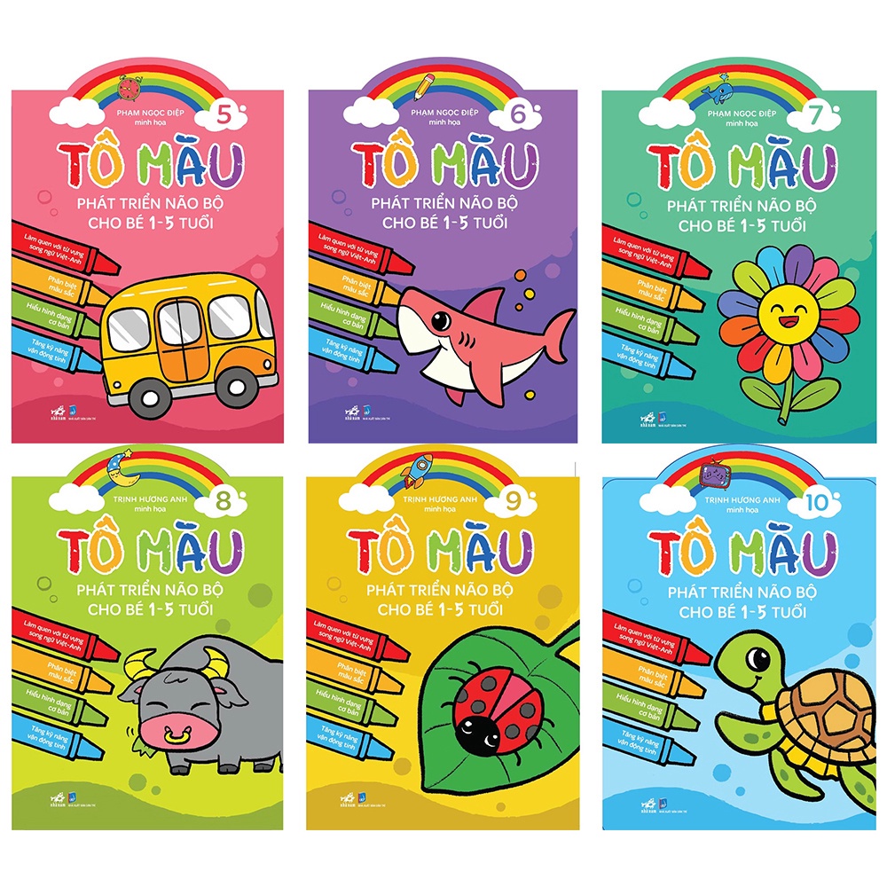 Sách - Bộ Tô Màu Phát Triển Não Bộ Cho Bé 1-5 Tuổi