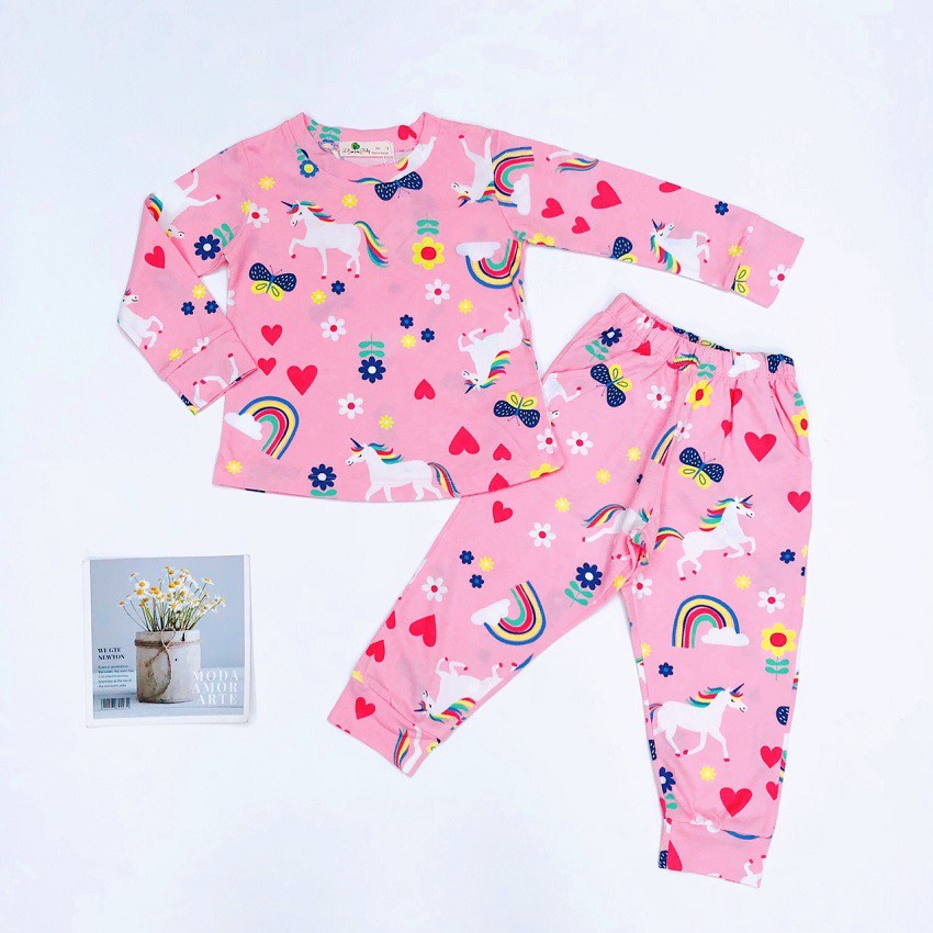 Bộ thu đông cho bé gái, đồ bộ thun bé gái chất cotton mềm mát, size 1-10 tuổi - SUNKIDS1