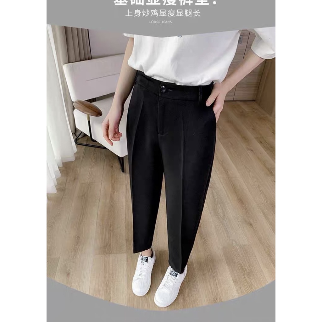 Quần tây nữ công sở MunMunStore lưng cạp cao đồ âu công sở đi học đẹp form dáng chuẩn màu đen A68