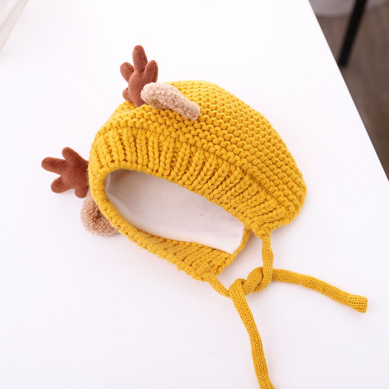 Mũ Beanie Dày Dặn Giữ Ấm Tai Tuần Lộc Dễ Thương Cho Bé