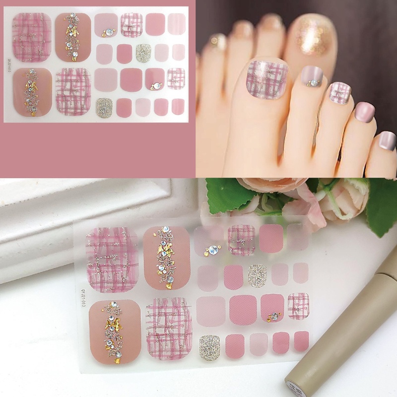 1 Tờ Nhãn Dán Móng Chân / Móng Chân Tự Dính Họa Tiết 3D Lấp Lánh DIY