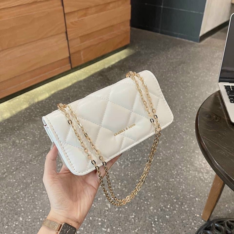 Túi xách nữ đeo chéo phối dây xích nhỏ đi học đi chơi tiện lợi