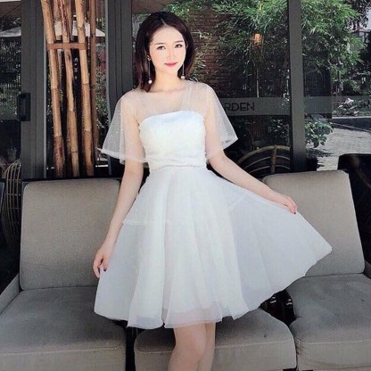 Đầm dự tiệc phối lưới kim tuyến sang trọng | BigBuy360 - bigbuy360.vn