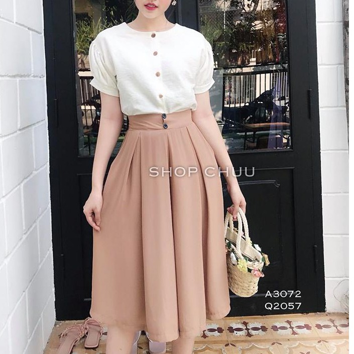 Quần giả váy ống rộng midi voan 2 lớp CHUU Q2057 | BigBuy360 - bigbuy360.vn