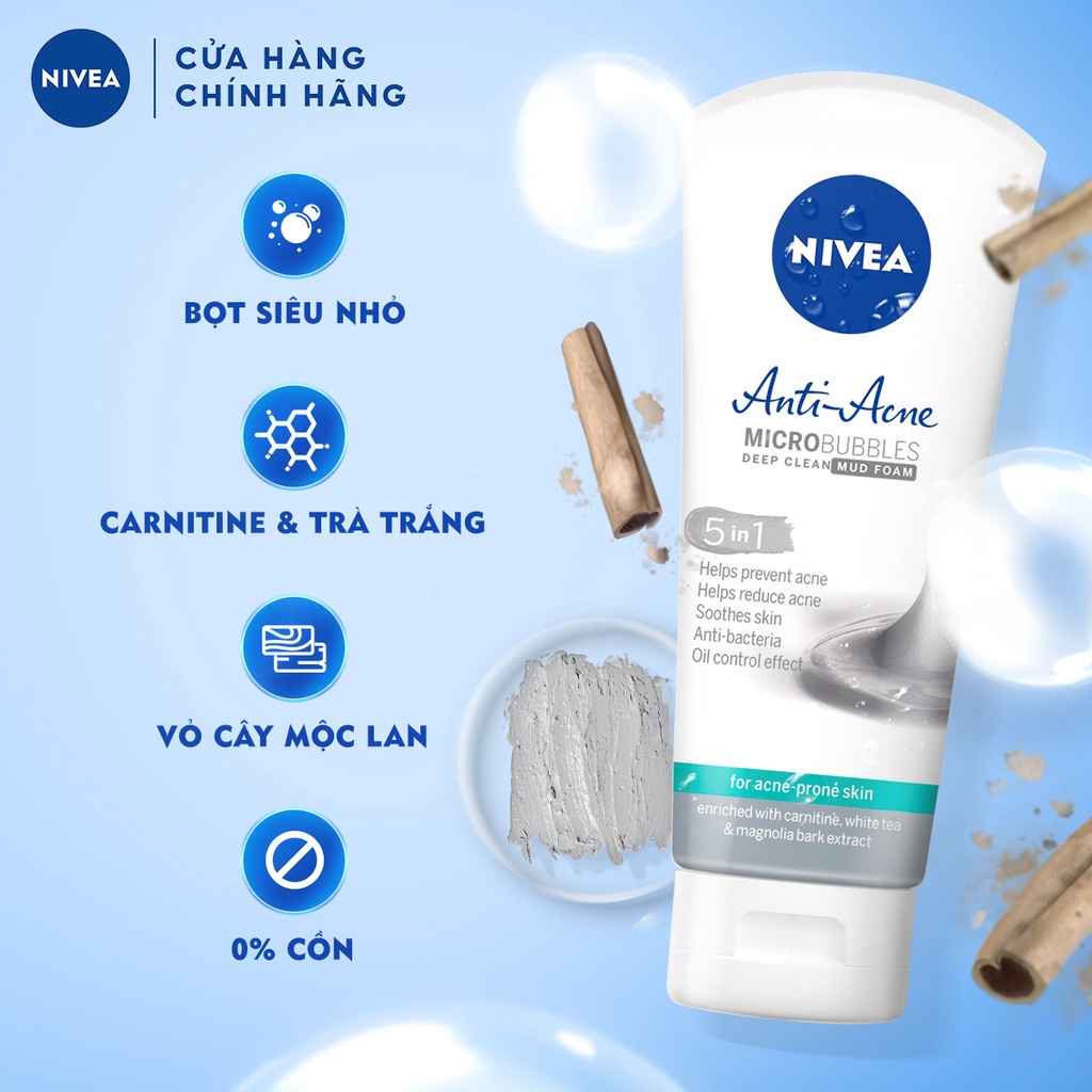 Bộ sản phẩm chăm sóc da mụn NIVEA: Kem chống nắng SPF50+, Nước tẩy trang 200ml &amp; Sữa rửa mặt cho da nhạy cảm 100G