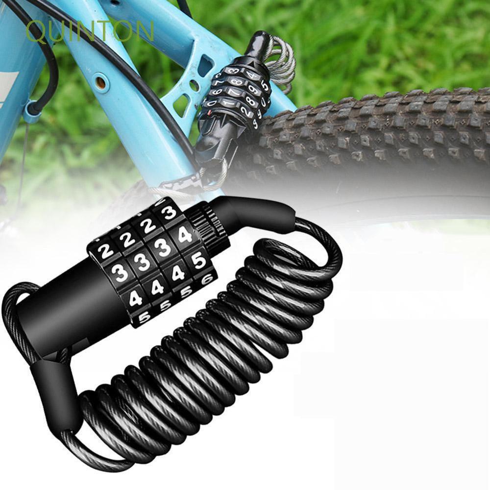 QUINTON Mini Security Lock Coil Password Lock Bicycle Lock Cable Digit Combination Steel Cable Combination 4 Number Bike Bicycle Accessories/Multicolor