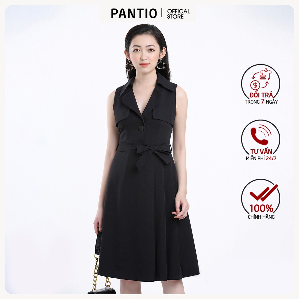 Đầm công sở chất liệu Tuýt-si dáng chữ A không tay FDC52678 - PANTIO