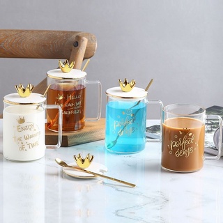 Ly thủy tinh PERFECT - KHẮC TÊN THEO YÊU CẦU ý nghĩa, cốc thủy tinh CÓ NẮP & THÌA, dung tích 450ml, HÔP QUÀ TẶNG in logo