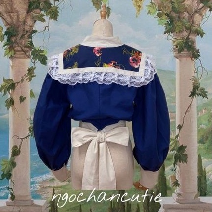 Áo croptop KANAYO tay dài xanh đậm cổ điển thanh lịch vintage Ngochancutie