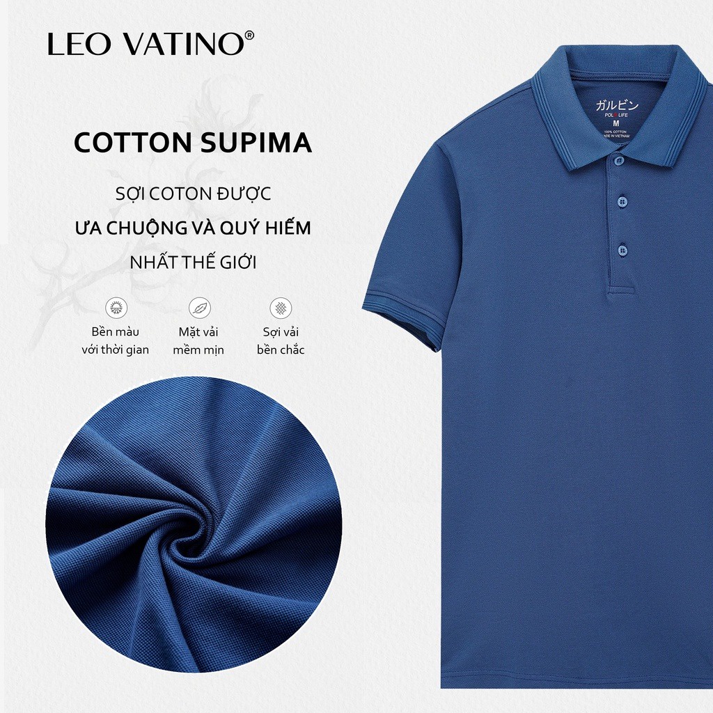 Áo polo nam Supima2 4 màu Cotton 100% Leo Vatino Phân phối độc quyền phối cổ áo thun nam tay ngắn cổ bẻ LIFE - Galvin