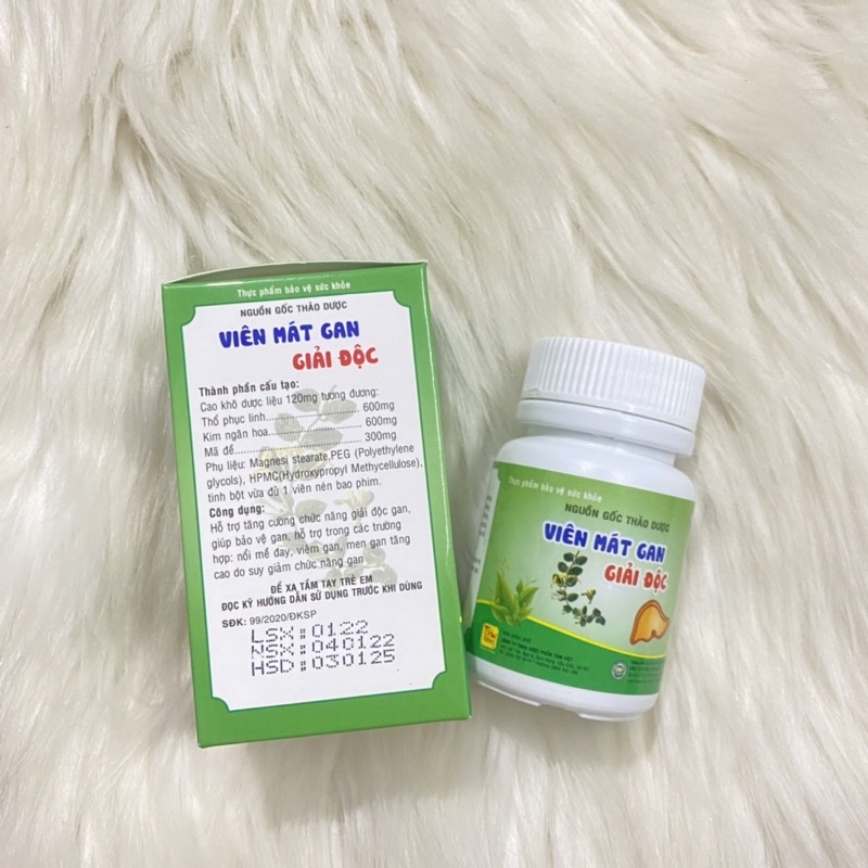 MÁT GAN GIẢI ĐỘC hộp 60 viên - tăng cưởng chức năng giải độc gan, hỗ trợ giảm nổi mề đay, viêm van, men gan tăng cao