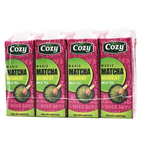 [ Lốc 4 hộp ] Trà cozy sữa đào / matcha / tắc mật ong - đào sả - vải ( 6 lốc 1 thùng 24 hộp )