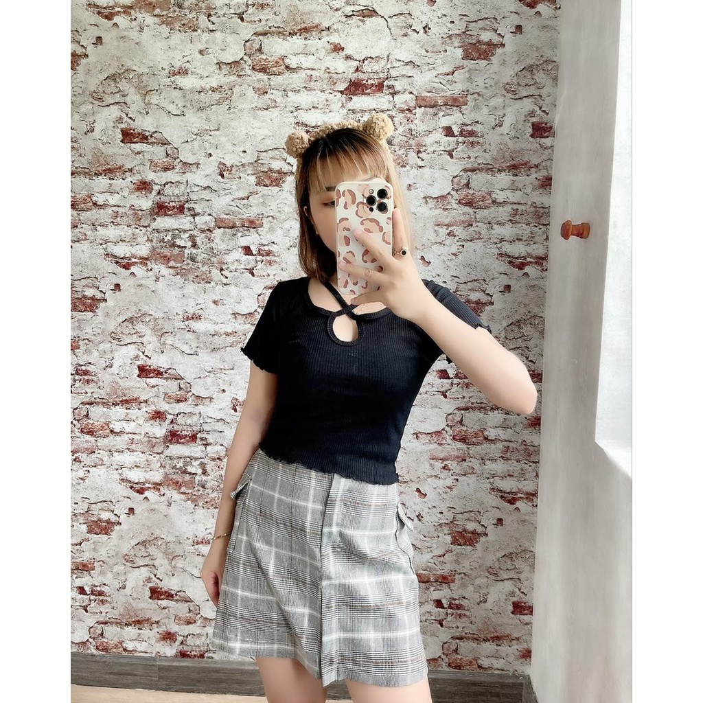 Chân Váy Ngắn Túi Hộp Phối Sọc | BigBuy360 - bigbuy360.vn