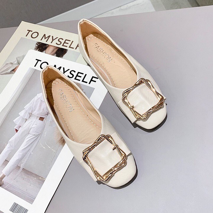 FREE SHIP Giày búp bê nữ đế bệt khóa vuông phong cách hàn quốc siêu xinh 001