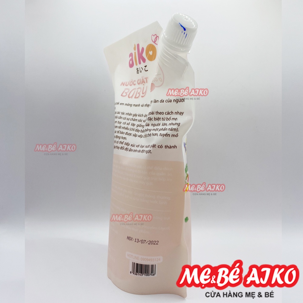 Nước Giặt Xả Vải Em Bé Aiko Baby Cho Da Nhạy Cảm Túi 600g - Shop Mẹ Và Bé Aiko