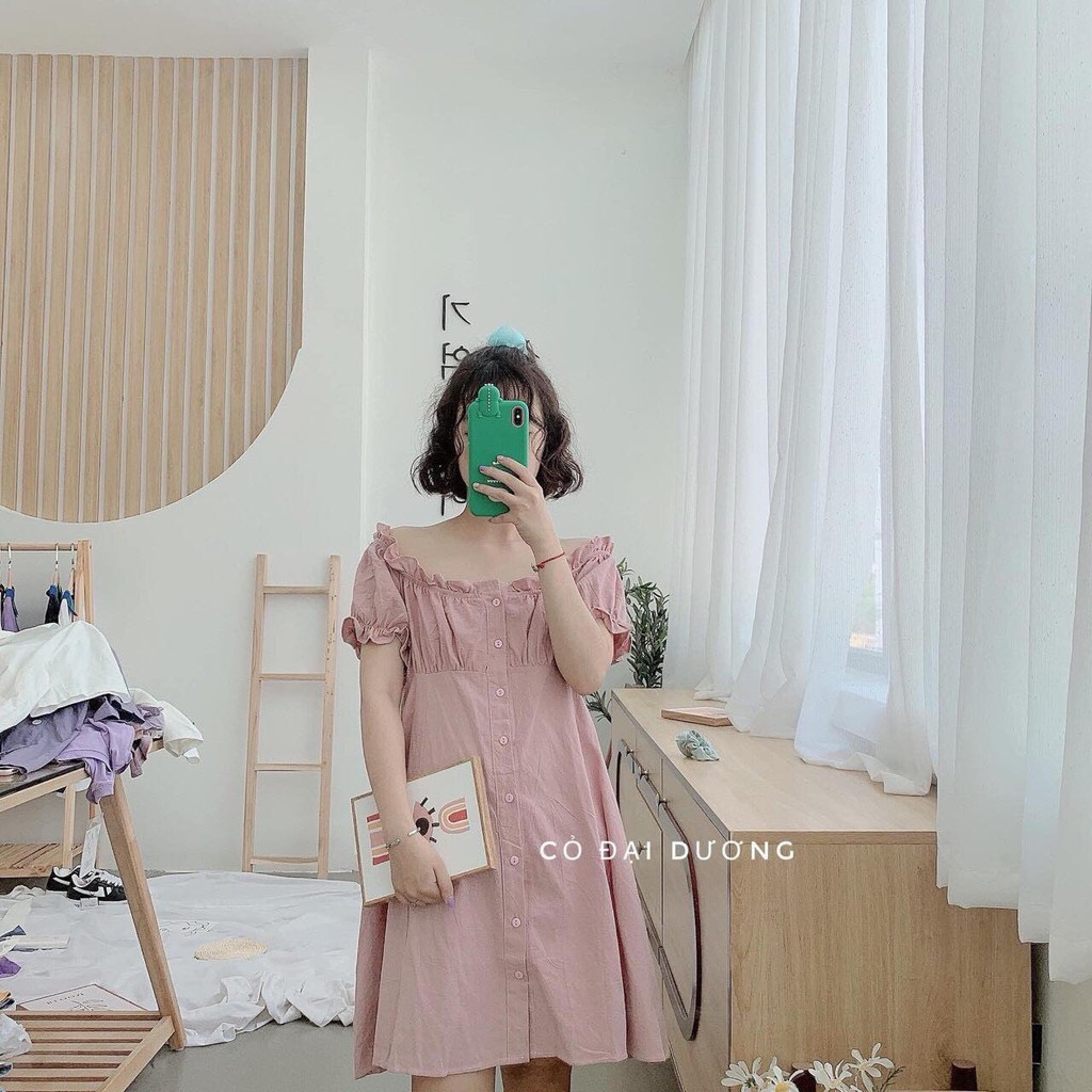 Đầm Bèo Nữ Mùa Hè Ngắn Tay Trễ Vai Chất Đũi Siêu Xinh🦋 Váy Babydoll Nữ Trơn 4 Màu So Hot