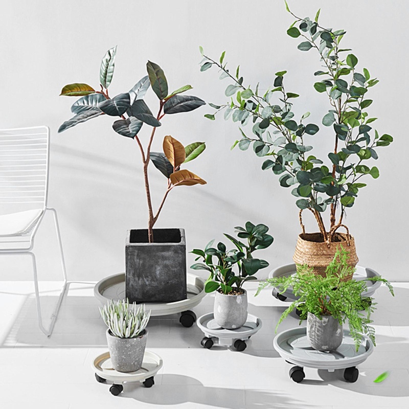 Giá Đỡ Chậu Hoa Hình Tròn / Vuông Chống Biến Dạng Kèm Con Lăn Tiện Dụng