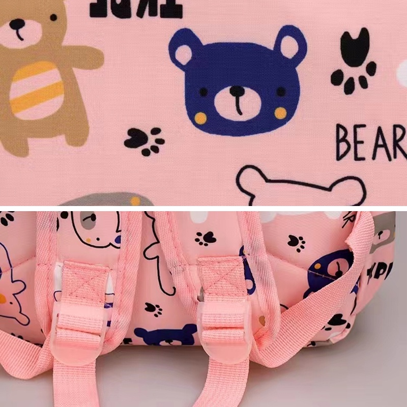 Ba Lô Đi Học Bằng Nylon Nhẹ In Họa Tiết Gấu Hoạt Hình Dễ Thương Thời Trang Cho Bé Trai Và Gái