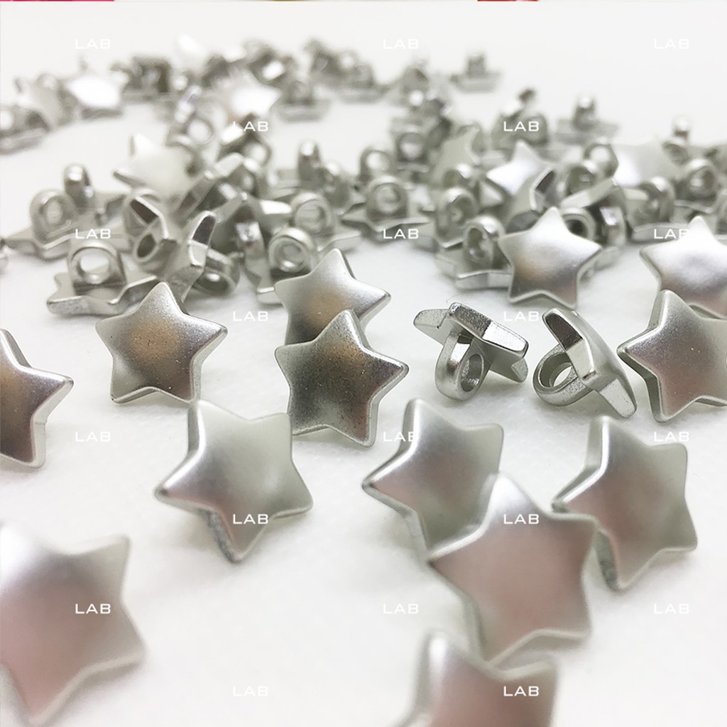 Khuy - cúc hình sao 12mm màu vàng, bạc (10 chiếc) #0202